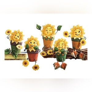 Collections Etc Collectible Sunflower Shelf Sitters - Set of 5 Yellow